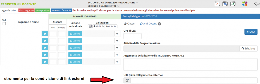 Strumento per la condivisione di link esterni